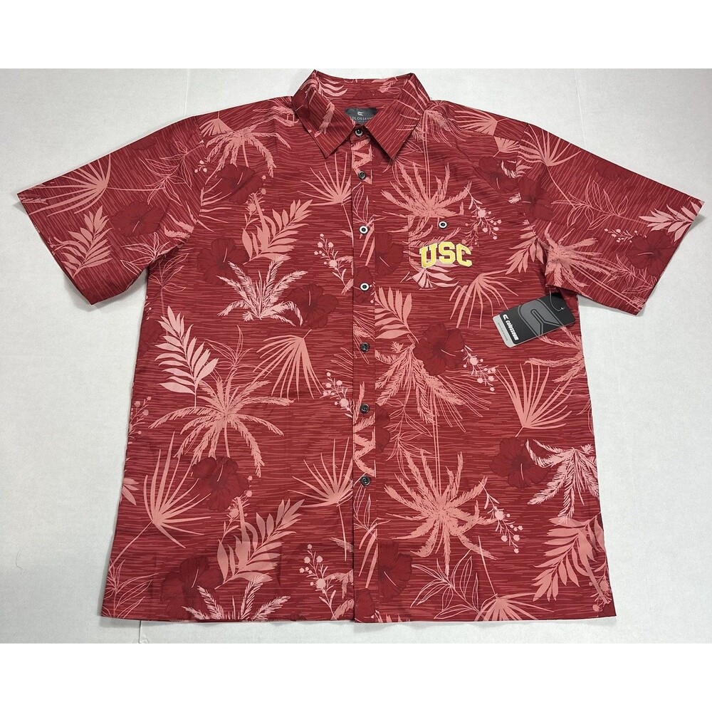 NWT USC Trojans Colosseum Shirt Men Red Floral Hawaiian Aloha Collar Size Large - Picture 2 of 11